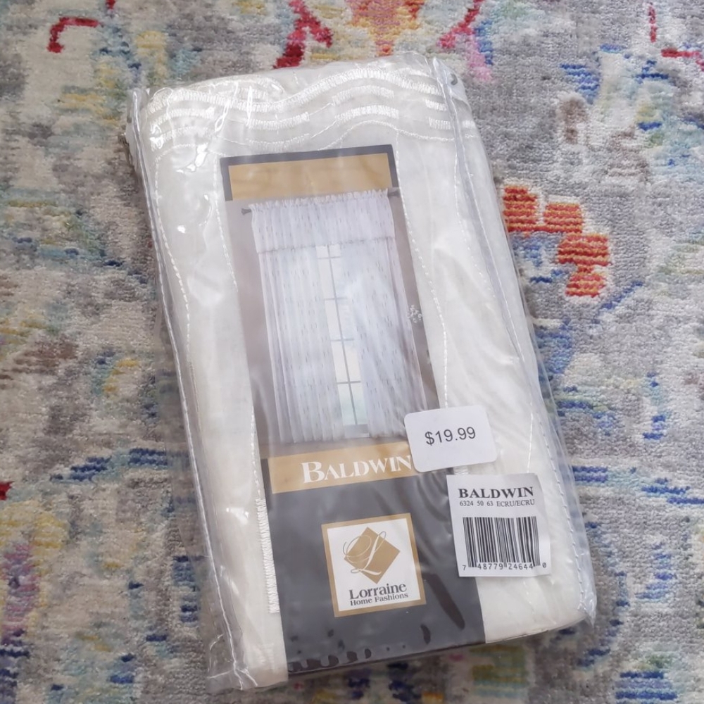 NWT semi-sheer ecru panel 50"Wx63"L